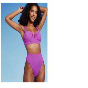 Shade & Shore Women’s High Waist Extra Cheeky Bikini Bottoms Size XS (0-2) NWT